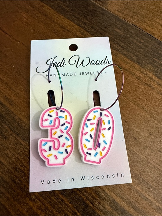 Jewelry - Pink Sprinkles '30th Hoop Earrings